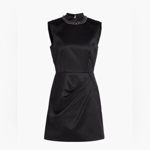 SALONI Black Chain-Embellished Mini Dress